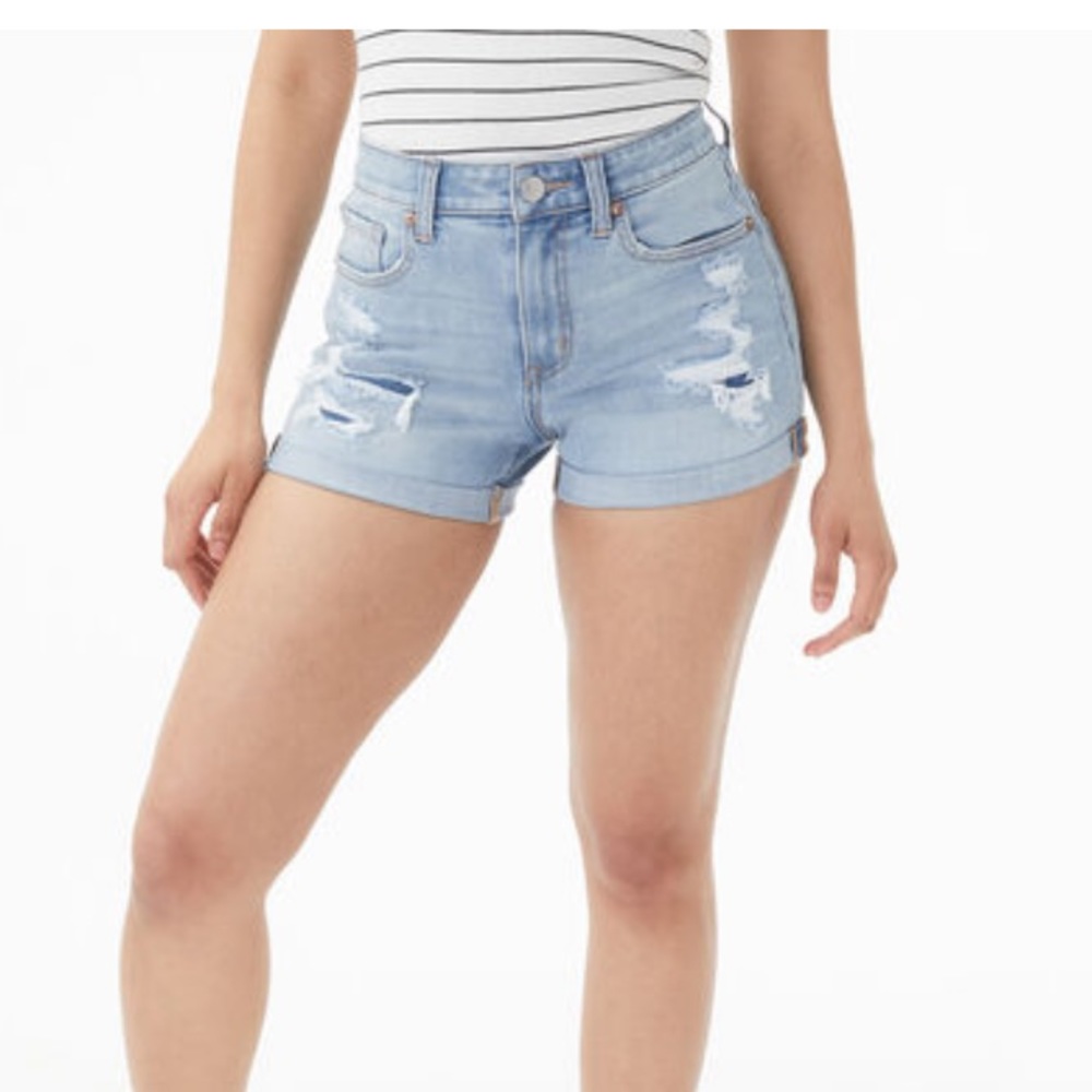 High Rise Denim (jean) Midi Shorts